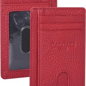 Luxury Leather Wallet Unisex RFID Card Holder Minimalist Exotic Red